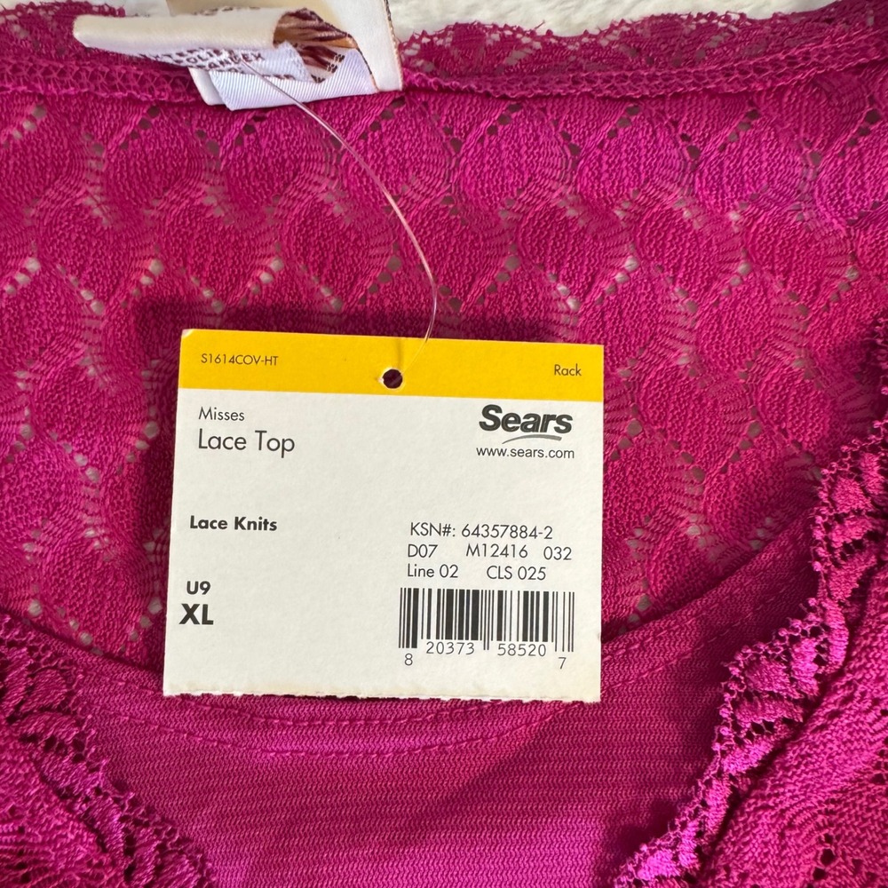 Covington Pink Lace Knit Faux Wrap V-Neck Sleeveless Top XL NEW Y2K - Picture 7 of 9
